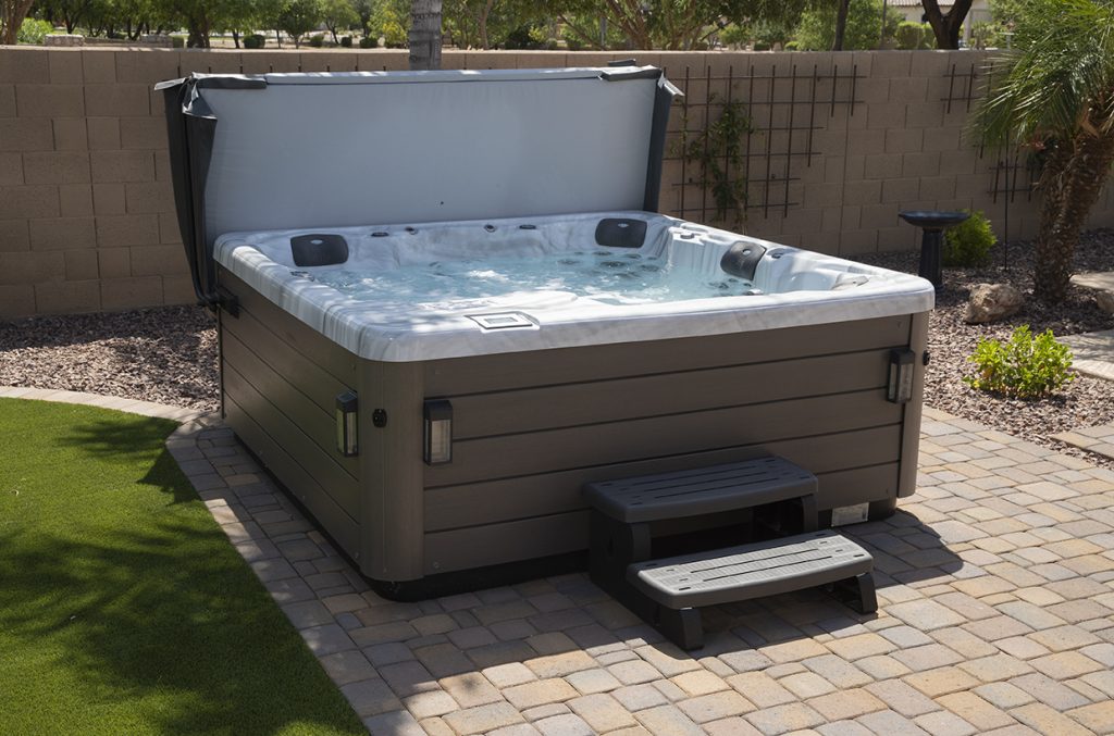 Hot Tub in Backyard with Cover